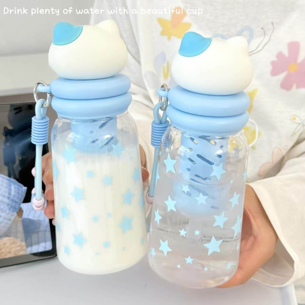 New summer Tritan water cup with high appearance level, cartoon portable plastic cup for men and women, straw cup, cute and casual cup Item Picture
