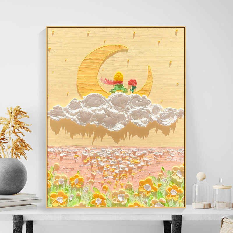 玄关挂画走廊客厅装饰画ins奶油风肌理高级壁画卧室桌面摆画摆件细节图