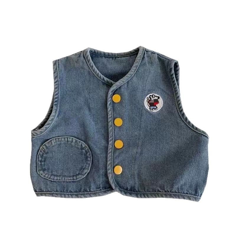 For boys and girls, spring and autumn children's vests are stylish and versatile denim vests. For infants and toddlers, girls' jackets and waistcoats are trendy Item Picture