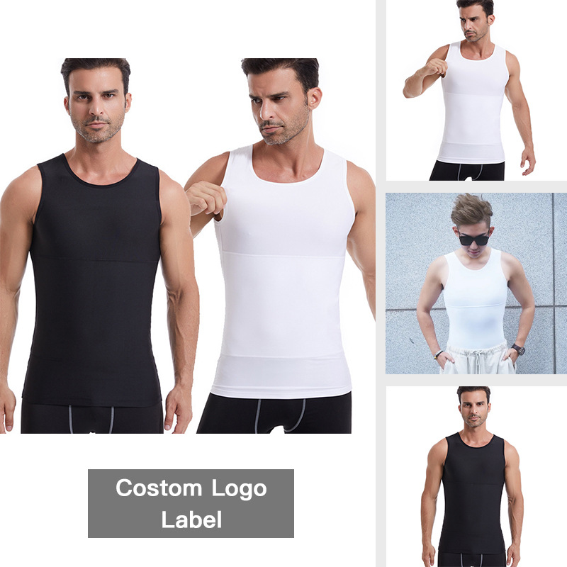 跨境热销2024夏季新款男士收腹束身高弹力瘦肚子神器运动背心代发