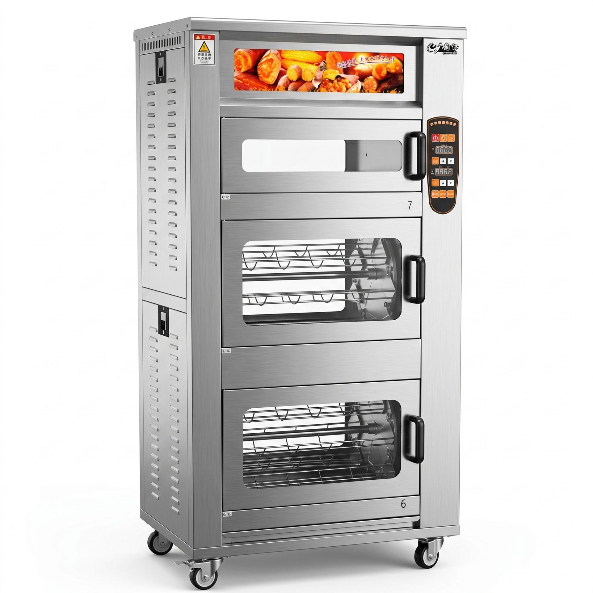 Commercial sweet potato roasting machine, mobile stall roasting equipment, fully automatic electric heating and gas optional, sweet potato and corn roasting integrated machine Item Picture