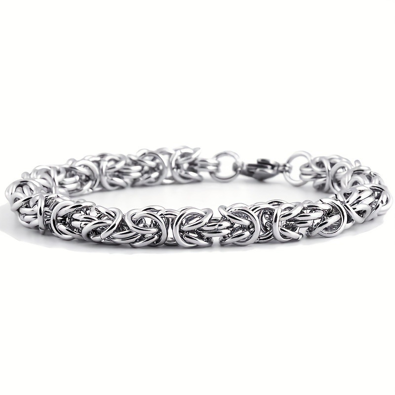 Retro woven titanium steel men's bracelet, hip-hop personality, simple men's and women's wristband, trendy brand, high-end handcrafted chain accessory Item Picture