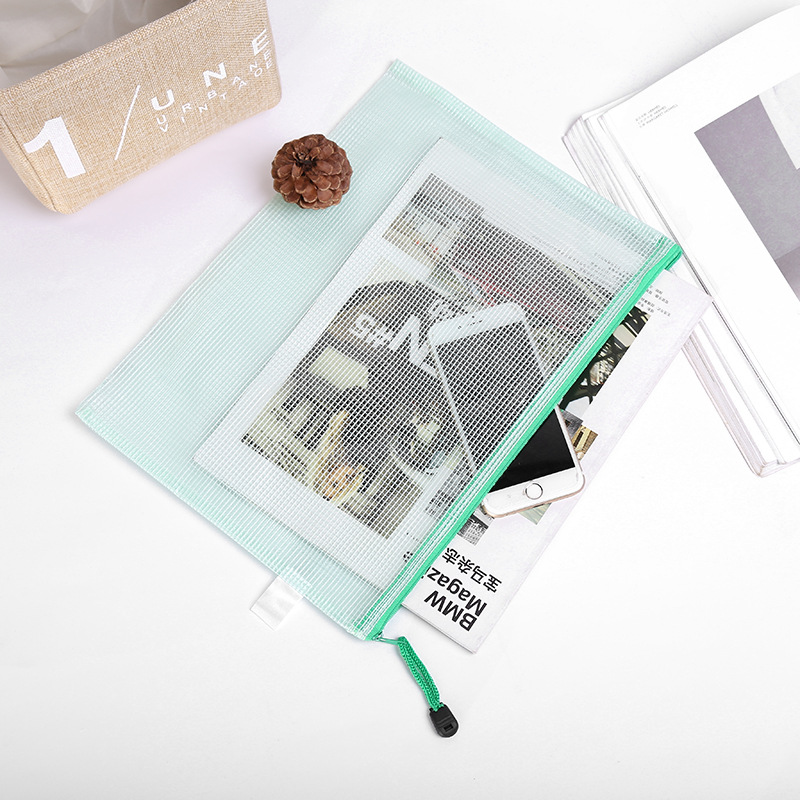 Transparent file bags, pvc grid zipper bags, A4 document bags, grid bags, custom-made printed logo, factory direct supply Application Scenario