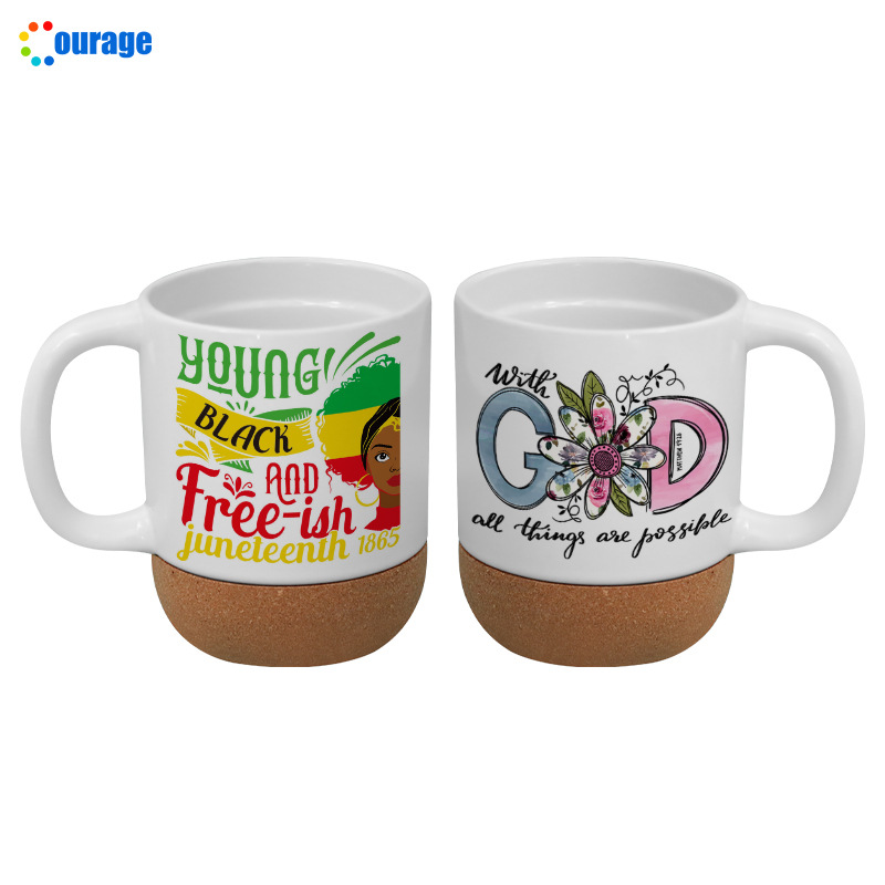 Modern and simple wooden ceramic cups, milk coffee cork mugs, creative DIY blank consumables wholesale Application Scenario