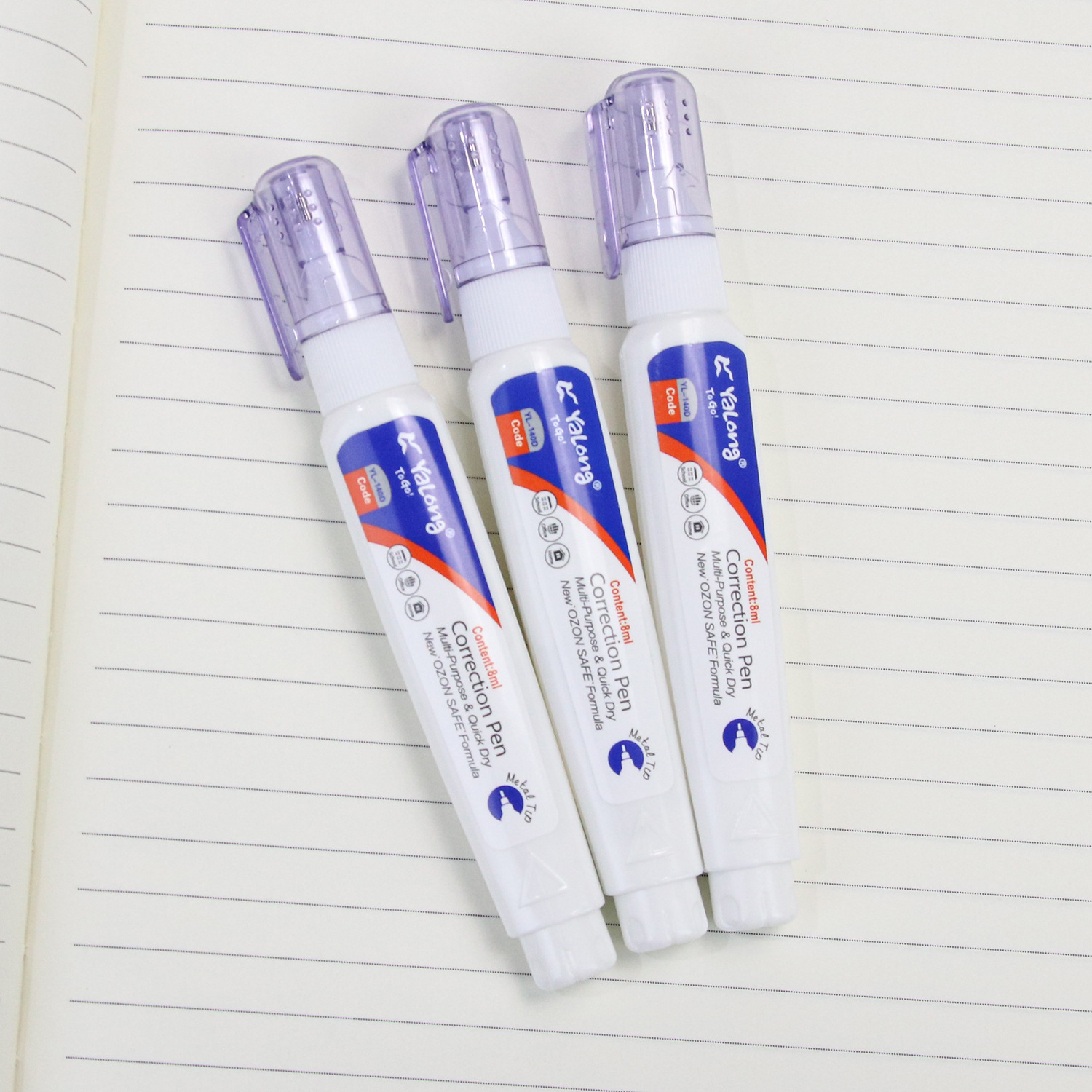 Yalong Cross-border Student wholesale Quick-drying smooth metal pen tip Correction pen High coverage white correction fluid Application Scenario