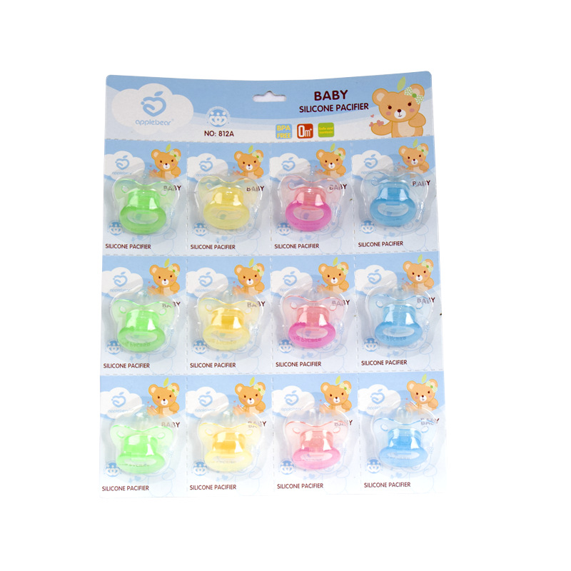 苹果熊外贸母婴产品扁形奶嘴婴儿安抚奶嘴安全硅胶安睡玩嘴厂家直