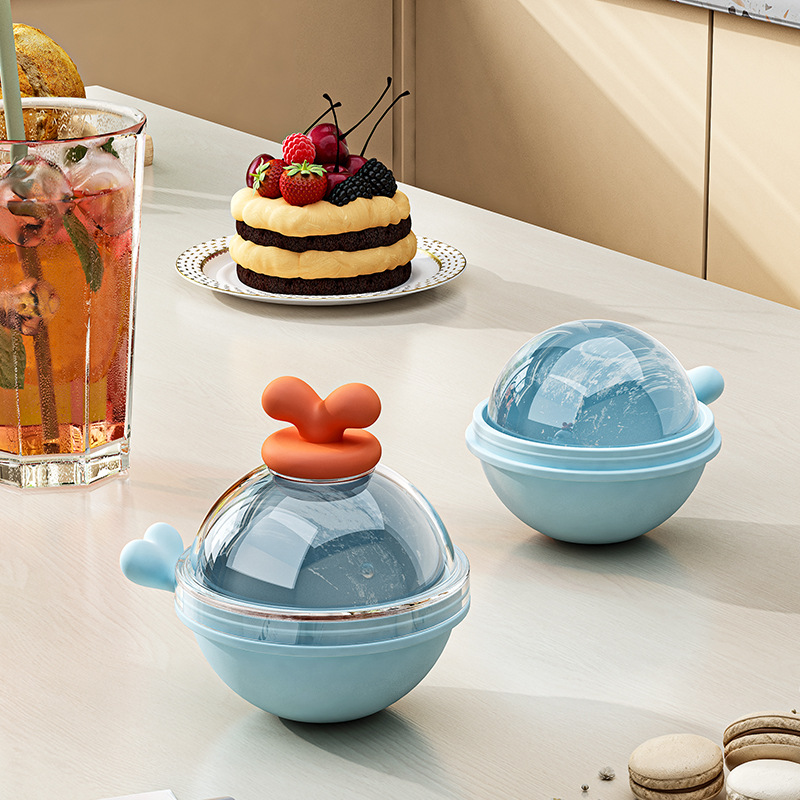 Ice hockey mold with round ears, spherical ice cubes, ice cube trays, whisky, household food-grade silicone ice cube mold details Picture