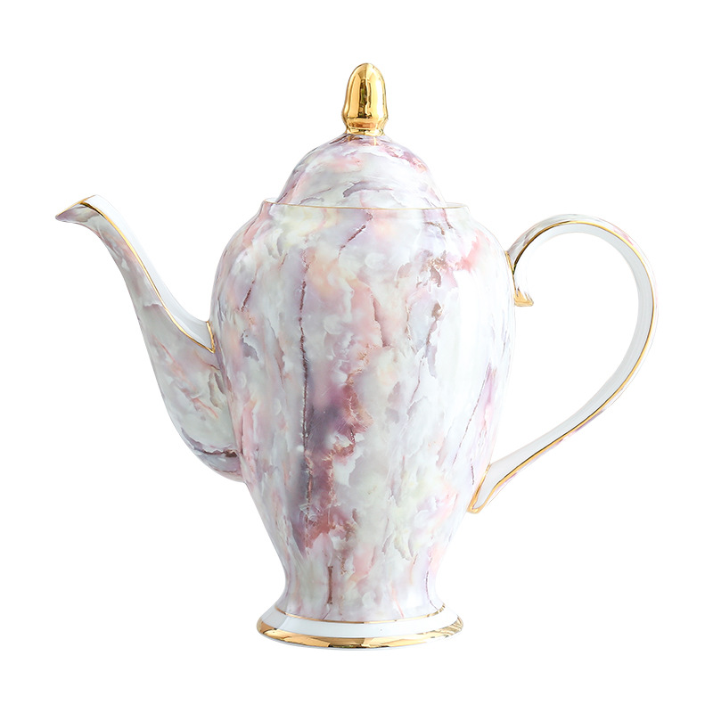 High-quality marble coffee sets, restaurant casual coffee pot sets, European-style high-end gilded bone China coffee cups and saucers Item Picture