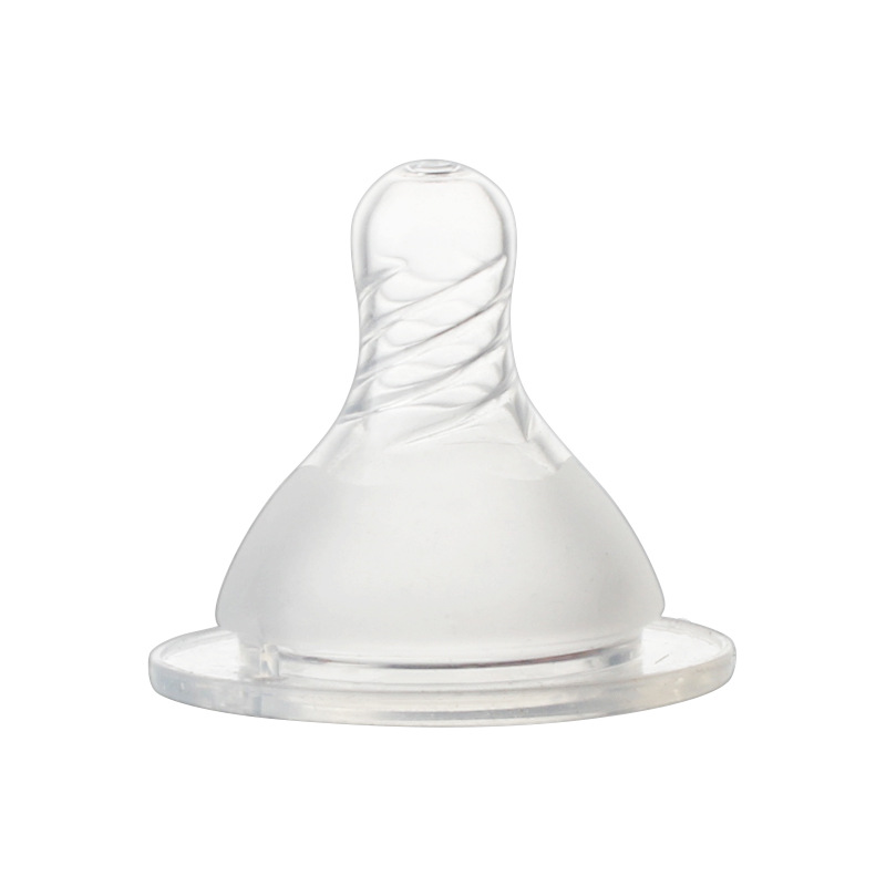 宽口磨砂奶嘴可配各种宽口奶瓶母乳实感硅胶螺旋奶嘴婴儿奶嘴SML白底实物图