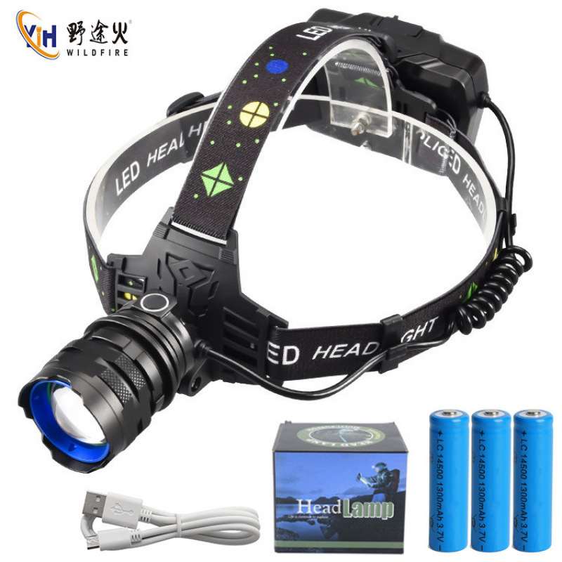 P50 New Outdoor Night Fishing Waterproof Long-Lasting Portable Long-Range High-Intensity Zoom Type-C Rechargeable Outdoor Headlamp