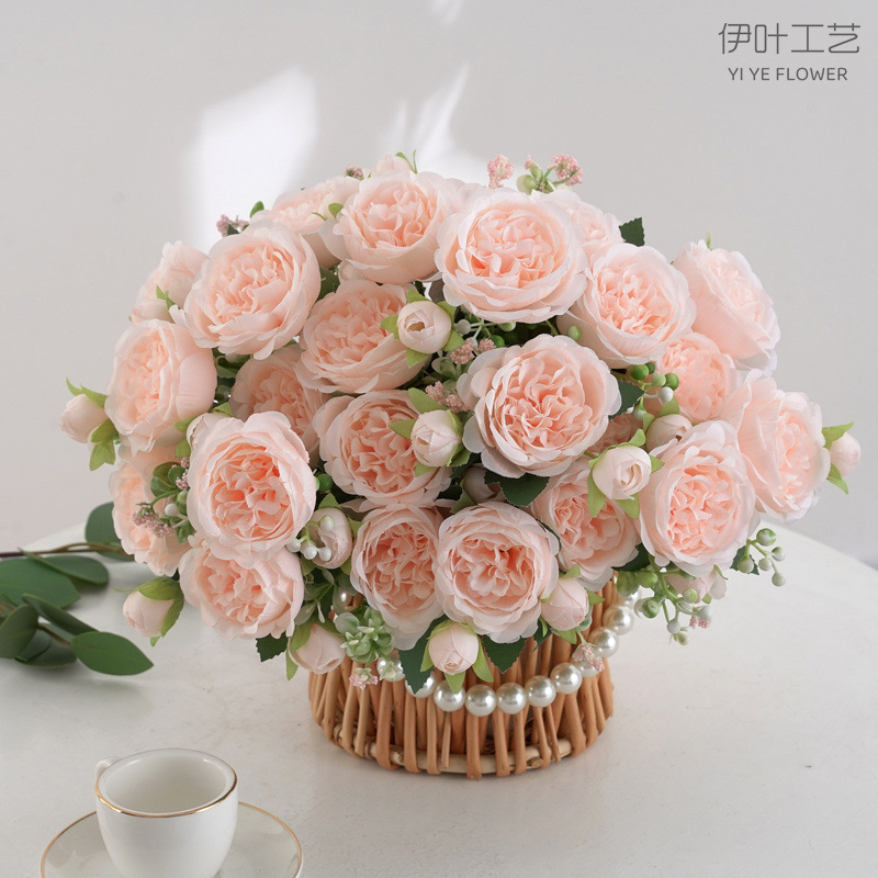 9色 仿真花春色牡丹 芍药玫瑰花家居摆件婚庆手捧花路引桌面装饰详情图4