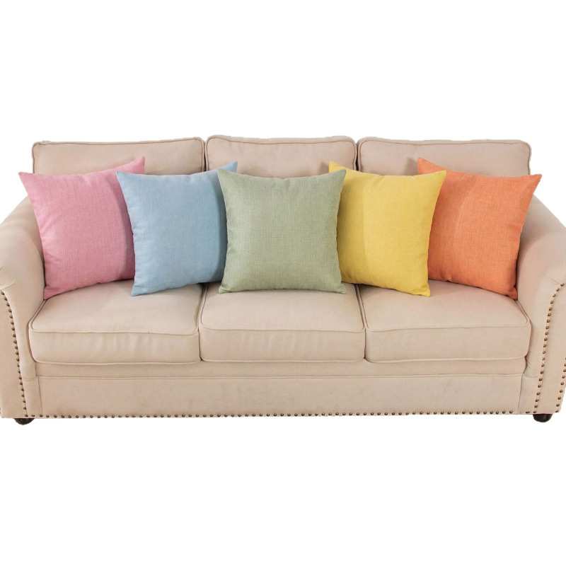 Solid-colored linen sofa cushions with a high-end feel, plain living room pillows, household bedside cushions, and pillowcase manufacturers for wholesale Item Picture
