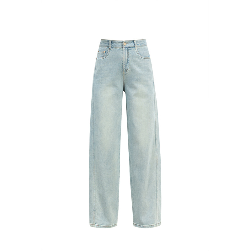 New Spring and summer high-waisted, slimming, wide-leg, straight-leg, drape jeans for women, versatile and casual trousers Item Picture