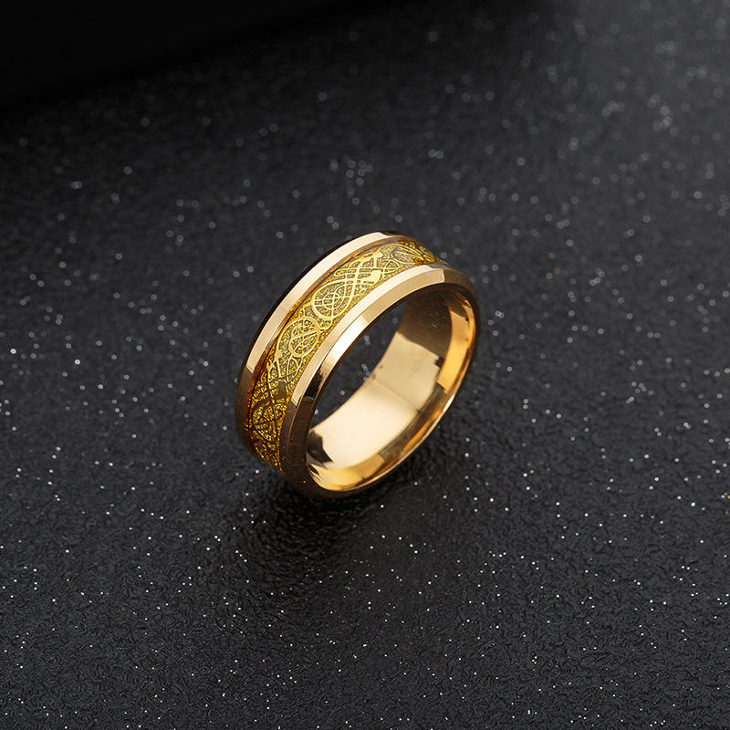 Transfronterizo venta caliente accesorios al por mayor amazon amazon europa y américa venta caliente tendencia dragón patrón hombres anillo de acero inoxidable Application Scenario