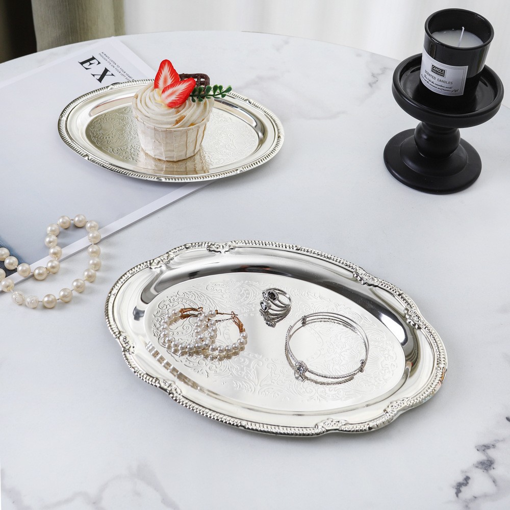 European-style fruit plates, baked afternoon tea, silver-plated cake plates, wedding dessert tables, restaurant and hotel jewelry trays, ornaments details Picture