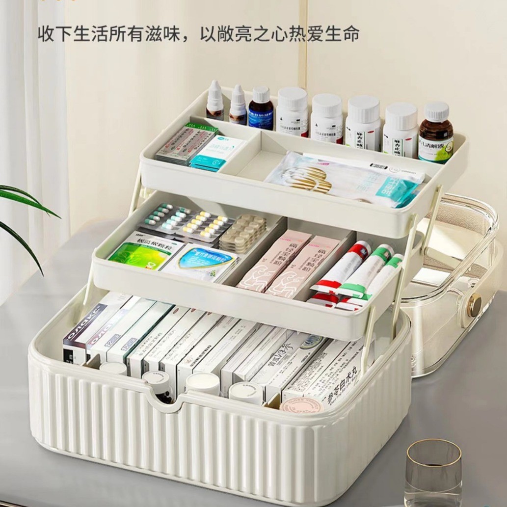 Medicine box, household medicine storage box, portable medicine box, large-capacity multi-layer regular medicine packaging box Specification image