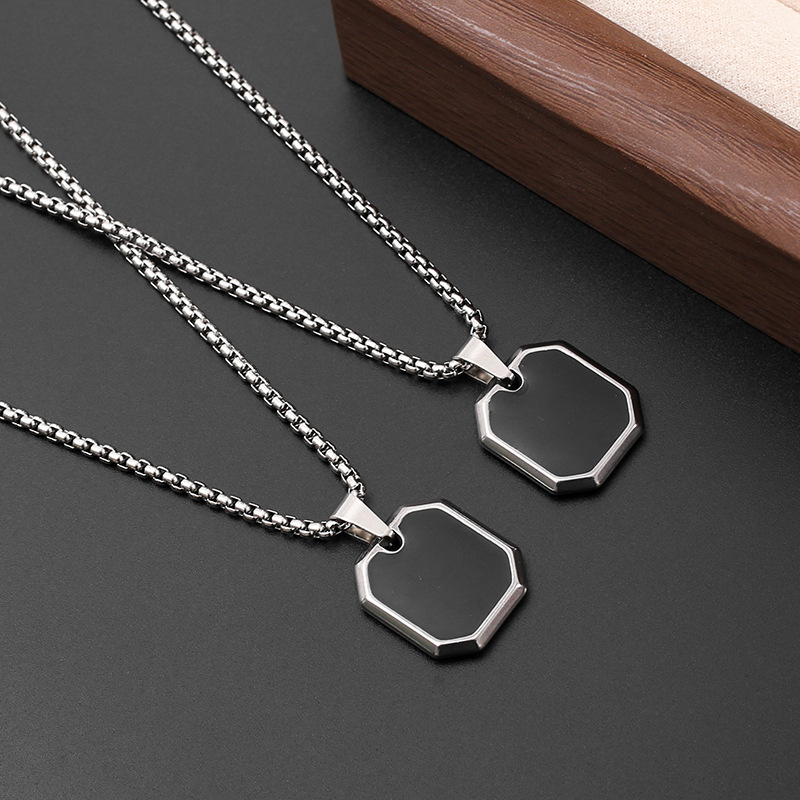 2026 cross-border foreign trade consignment new black spray-painted pendant necklace with stainless steel chain details Picture