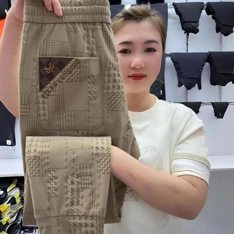 2025 Summer new casual pants, men's ice silk pants, European style fashionable, trendy, cool and versatile sports tight-fitting pants Application Scenario