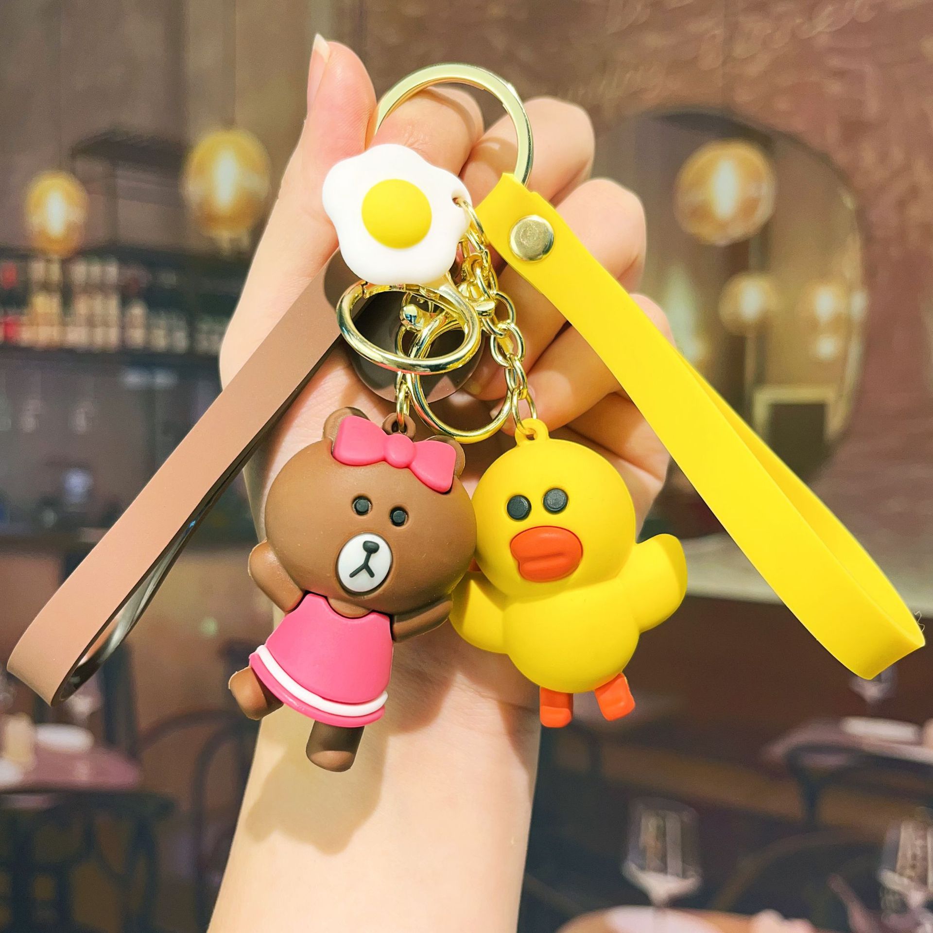 韩国可爱小熊公仔钥匙扣卡通兔子情侣款钥匙链创意造型小礼品批发