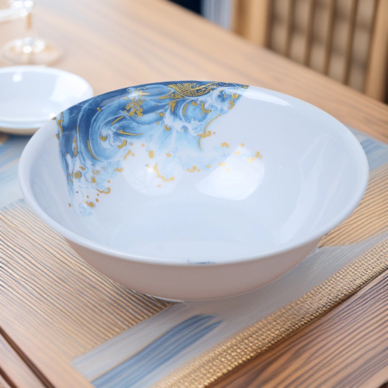 New melamine plates for foreign trade, commercial catering pasta plates, Western pasta plates, home dining plates, high-end round plates, flat plates full figure