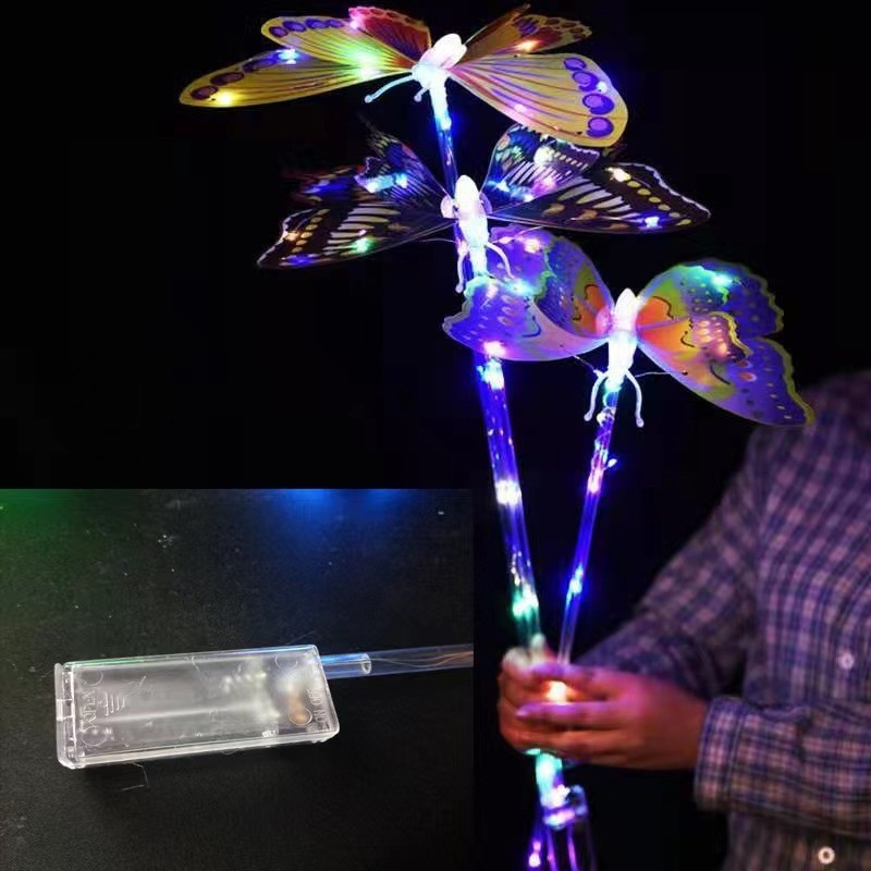 New type of luminous butterfly led light, hand-held magic wand DIY toy, ground promotion night market gift, flashing and swinging butterfly Application Scenario