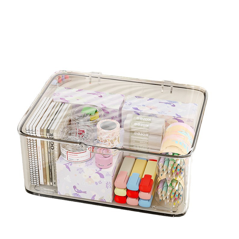 Desktop acrylic transparent storage box, flip-top desktop makeup dust-proof storage box, and zero food organization box Item Picture