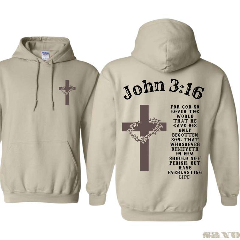 【 Cross-border European Code 】John 3:16 Bible Verse Hoodie - Cross full figure
