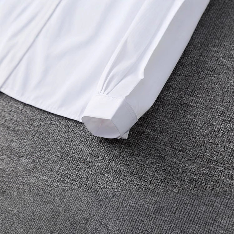 Zhuobei Clothing Japanese JK uniform, long-sleeved white shirt, Japanese-style school uniform, long-sleeved pointed collar, square collar, corner opening not transparent Item Picture