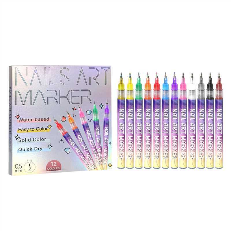 Nail Art Pens Set DIY美甲彩绘笔多色美甲甲片12色拉线笔美甲笔