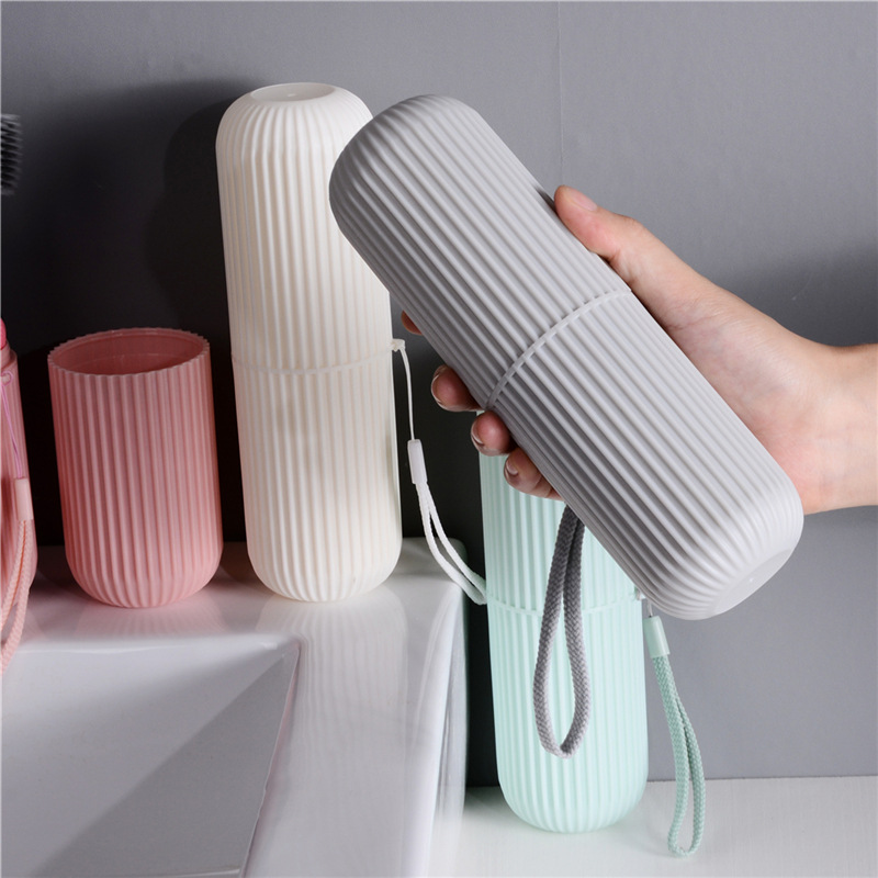 Vertical stripe travel toiletry cup, toothbrush cup, toothpaste storage box, portable toothbrush box, toothbrush bucket, simple mouthwash cup