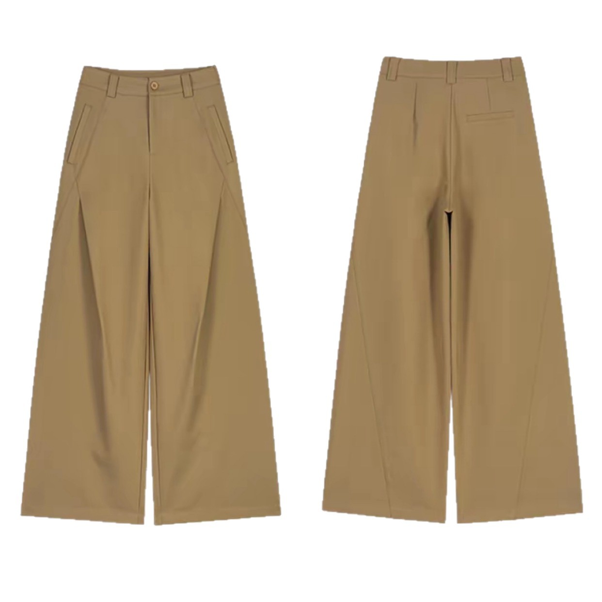 Khaki wide-leg pants with a drape feel for women's autumn 2025 new style high-waisted loose straight-leg pants Versatile casual long pants Item Picture