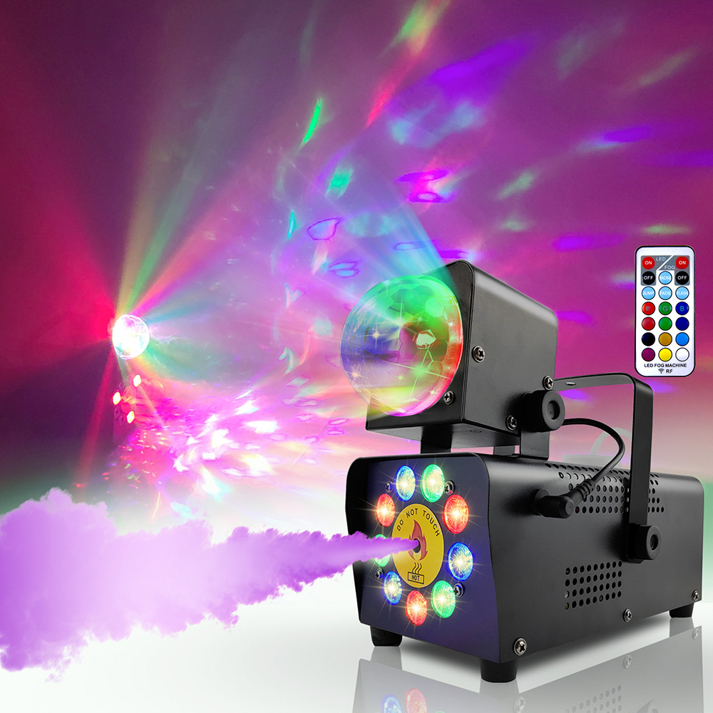 Cross-border dedicated 500W high-power small portable remote control LED magic ball smoke machine, adjustable Angle multi-functional smoke device, wedding party, KTV, bar, nightclub lighting prop equipment Application Scenario