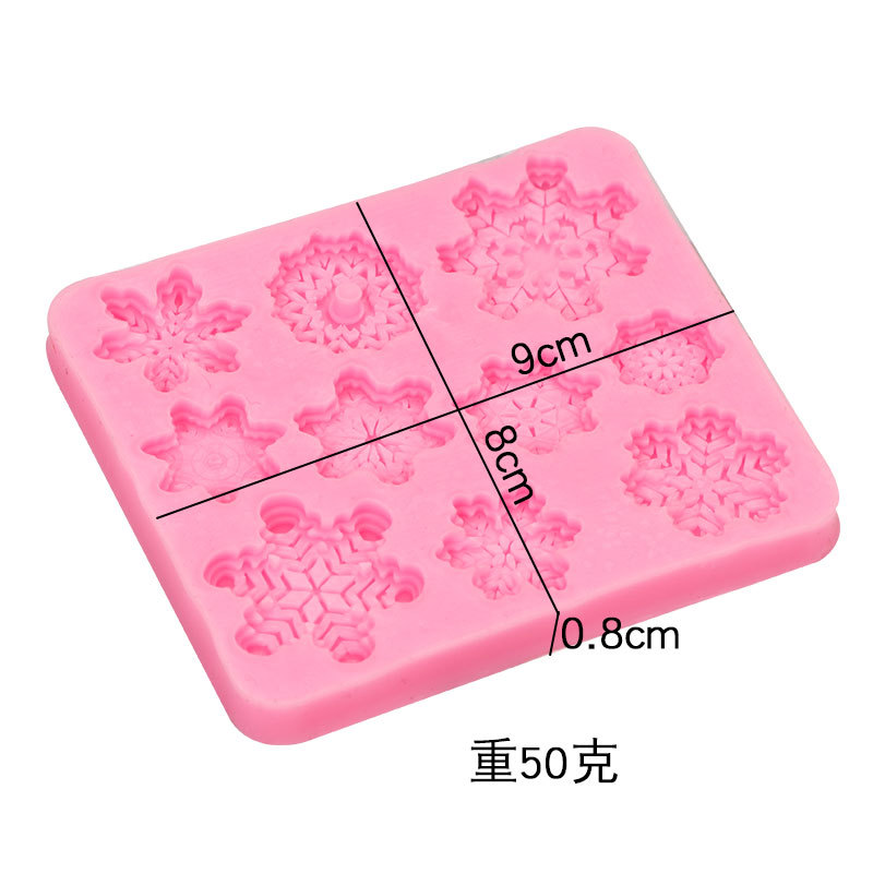 圣诞系列雪花集合液态硅胶模巧克力超轻粘土模 diy翻糖蛋糕硅胶模产品图