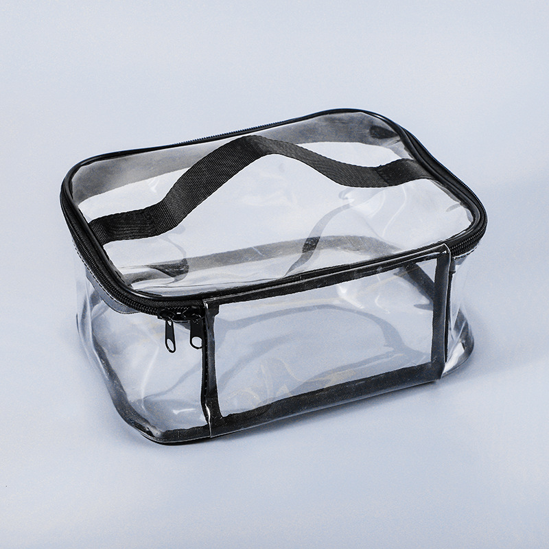 Transparent PVC toiletry bag, multi-functional cosmetics hand-held storage bag, travel large-capacity waterproof toiletry zipper bag details Picture