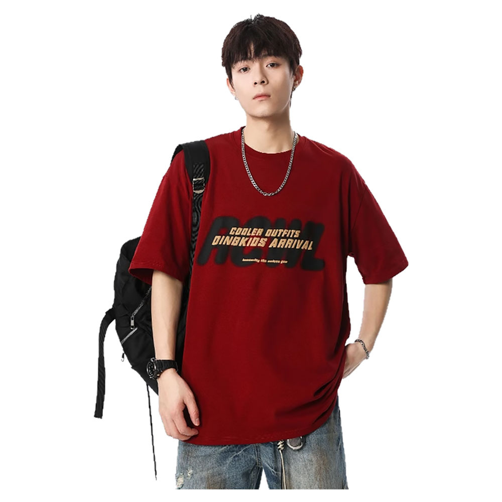 Short-sleeved men's summer American streetwear brand letter-printed couple pure cotton T-shirts, loose, sporty and casual, round-neck and half-sleeve Item Picture