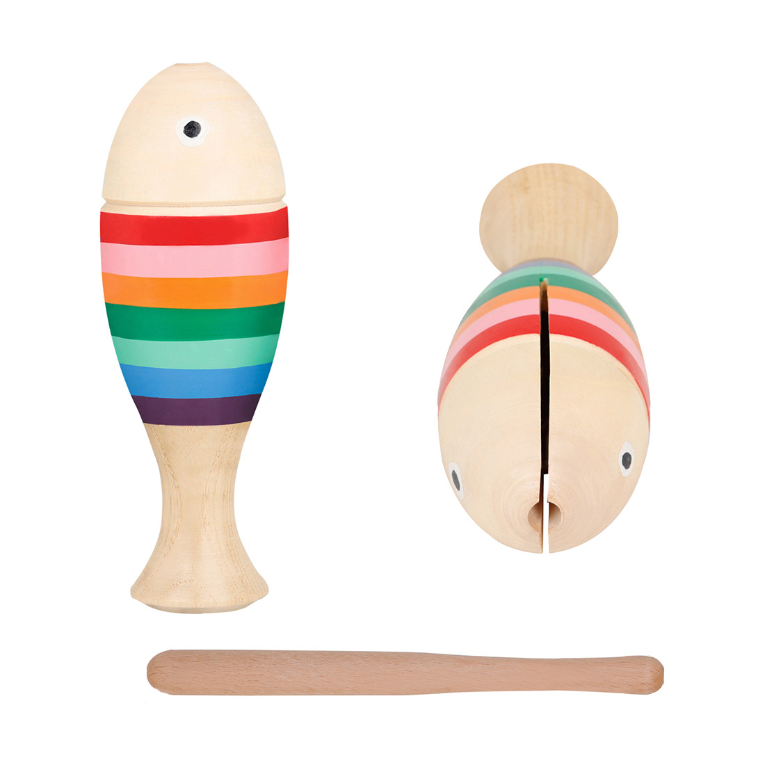Cross-border wooden fish clappers, percussion instruments, fish-shaped clappers, music teaching AIDS for children in kindergartens, frog-sounding tubes, and shavers