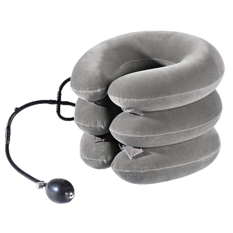 New cross-border portable adult inflatable cervical traction device, home health care multi-color full fleece inflatable neck guard Item Picture