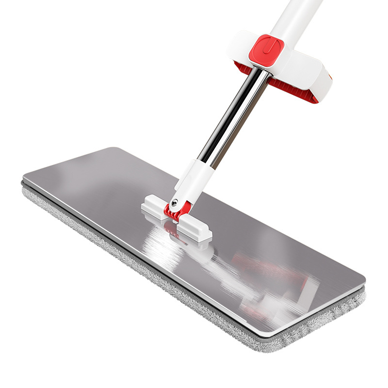 美添乐2025新款升级不锈钢面板免手洗平板拖把42cm家用懒人拖把白底实物图