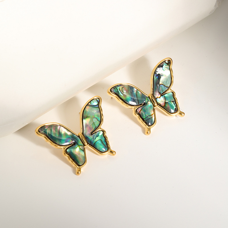 Nasha Cross-border Earrings, European and American abalone, shell and butterfly earrings, Women's S925 Silver Needle Animal Exaggerated earrings, European and American stud earrings details Picture