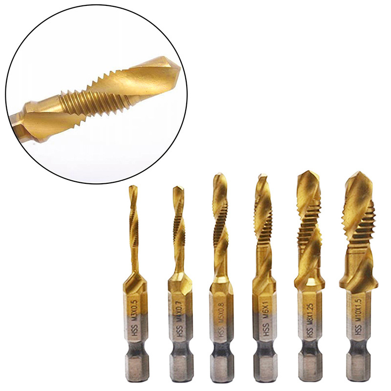 Hot-selling multi-functional composite tap electric drill drilling and tapping tool, hexagonal handle drill bit sleeve machine screw tap Specification drawing