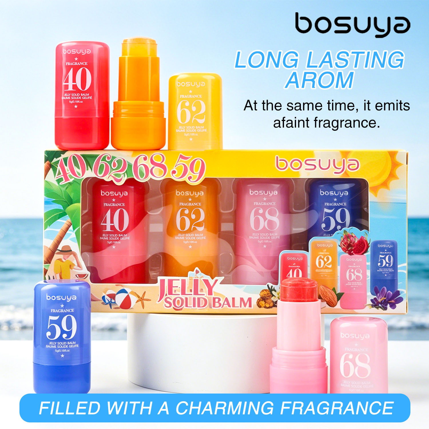 【 Cross-border Exclusive 】Bosuya Body Fragrance Cream Set, long-lasting fragrance, creamy texture, non-sticky, compact and portable