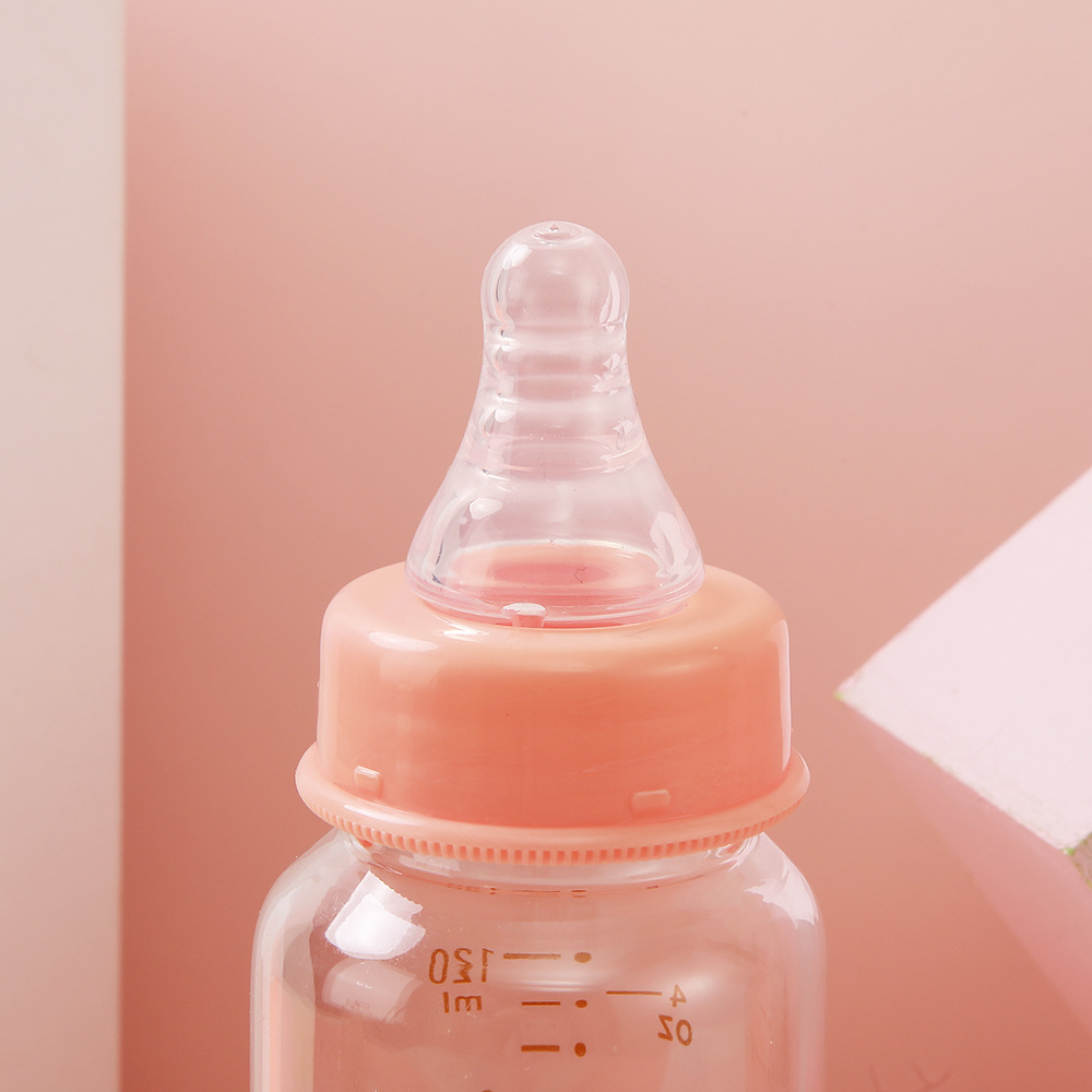 Baby glass bottle 120ml, fresh, anti-bloating, safe, non-toxic and heat-resistant details Picture