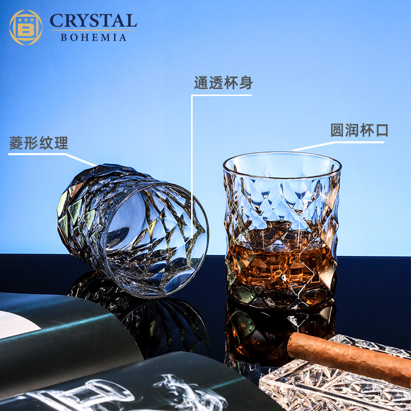 Czech imported whisky glass, high appearance level, crystal glass, high-end sense, home whisky glass, glass beer glass Specification image