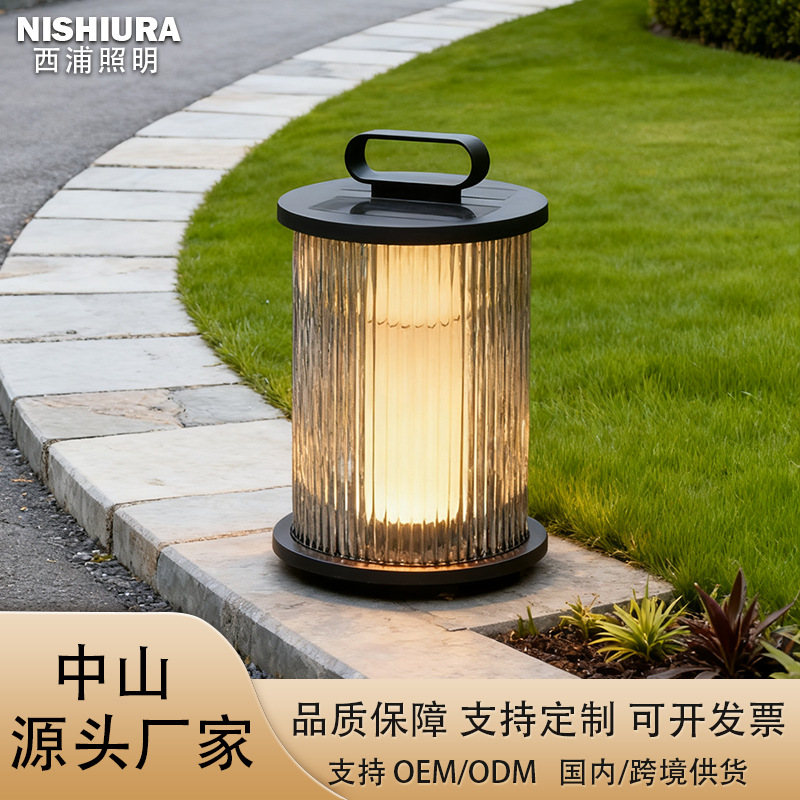 Cross-border ODM simple solar outdoor garden lamp, waterproof home garden villa decoration, wabi-sabi style lawn lamp