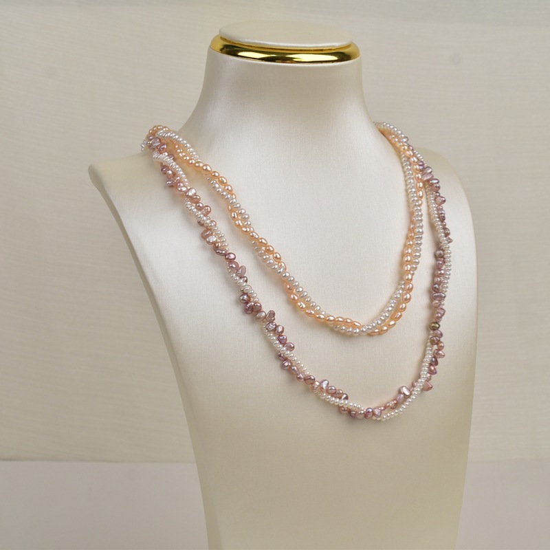 Double-layer stacked natural freshwater pearl necklace for women, simple collarbone chain, light luxury and high-end choker necklace accessory