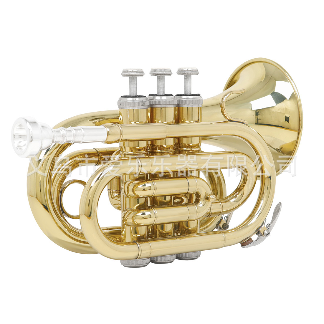Foreign trade miniature trumpet in B-flat major, brass palm horn for beginners, mini cornet, portable trumpet instrument, palm horn Item Picture