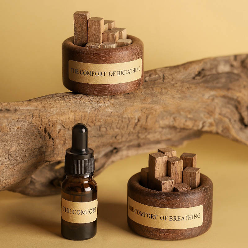 Creative wooden small pile aromatherapy essential oil diffuser, wooden small pile car home aromatherapy diffuser, wooden diffuser Application Scenario