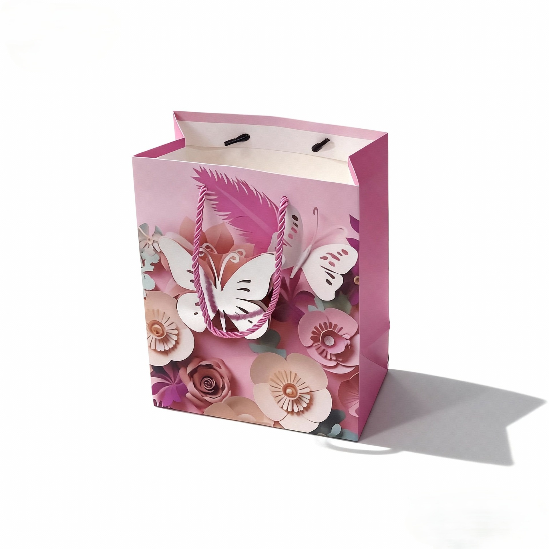 Source factory cross-border three-dimensional flower butterfly gift bag set, high appearance level color paper handbag gift packaging for festival gifting details Picture