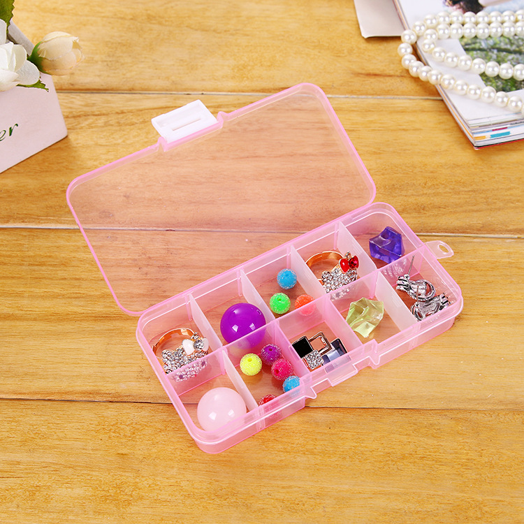 Color 10-compartment PP plastic jewelry storage box and multi-compartment parts storage box Specification image