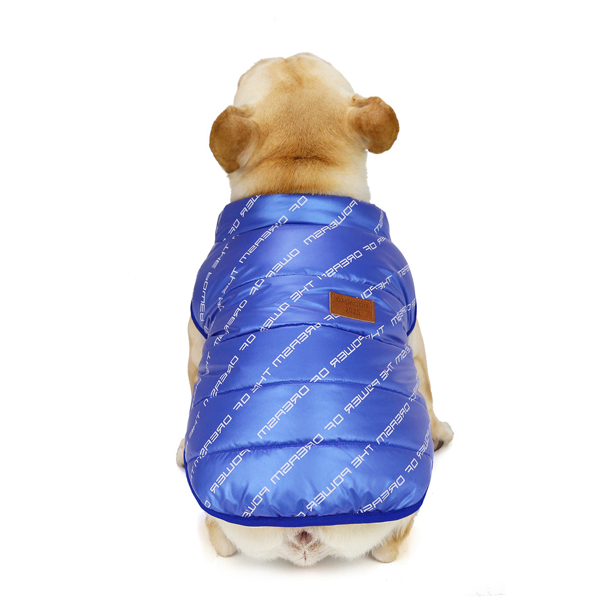 Pet clothing for autumn and winter, European and American style bulldog waterproof fabric warm cotton vest, small and medium-sized dog two-legged coat Specification image